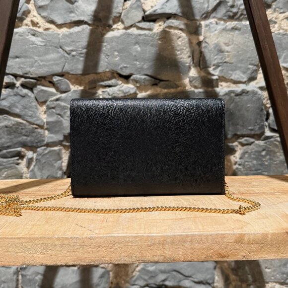 Saint Laurent Black Grain de Poudre Leather Uptown Chain Wallet W/ Card Case - Picture 4 of 16